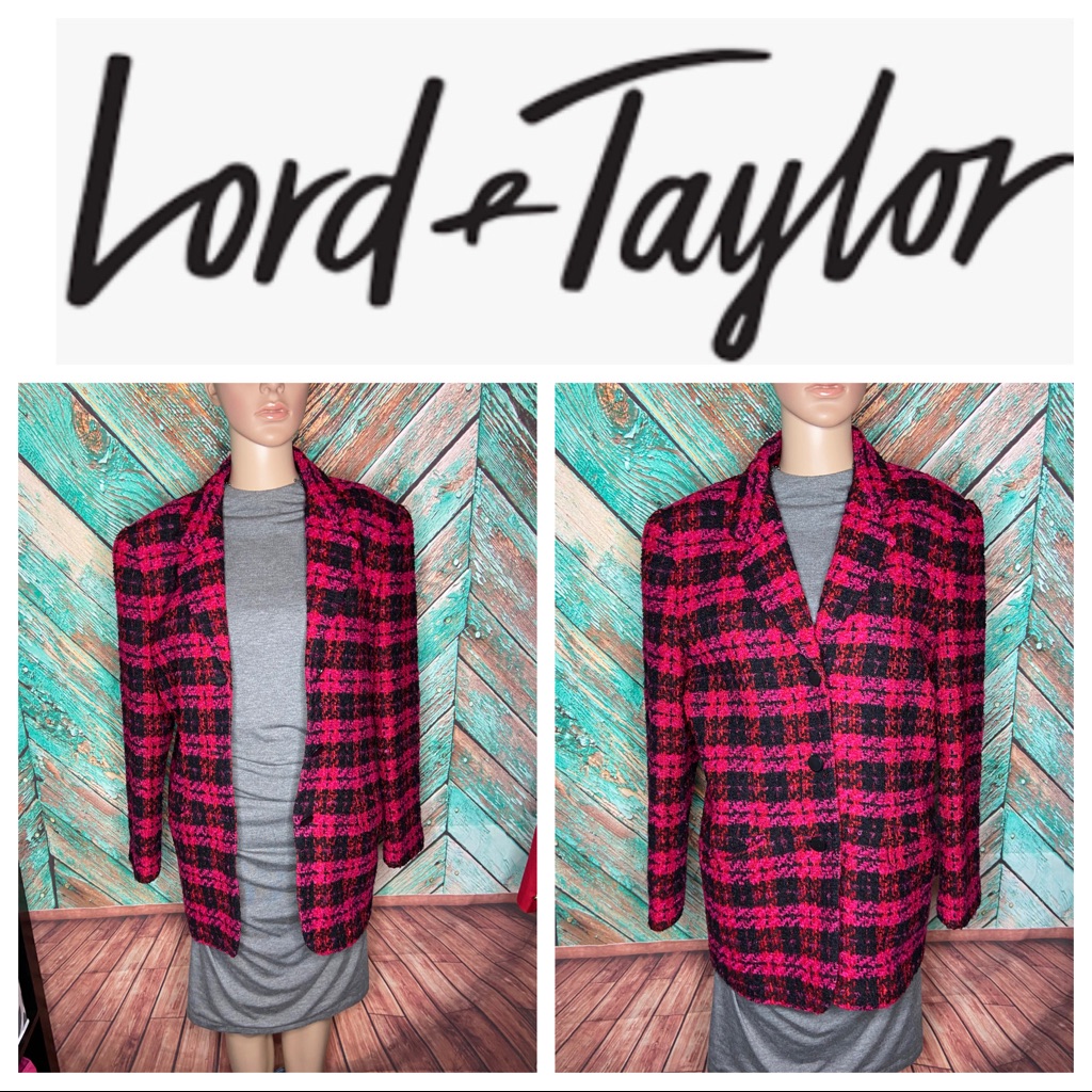 Vintage Lord & Taylor Fuchsia Plaid Wool Blazer